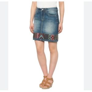 Miss Me Skirt Embroidered Denim Jean High Rise Mini Skirt, Size 28